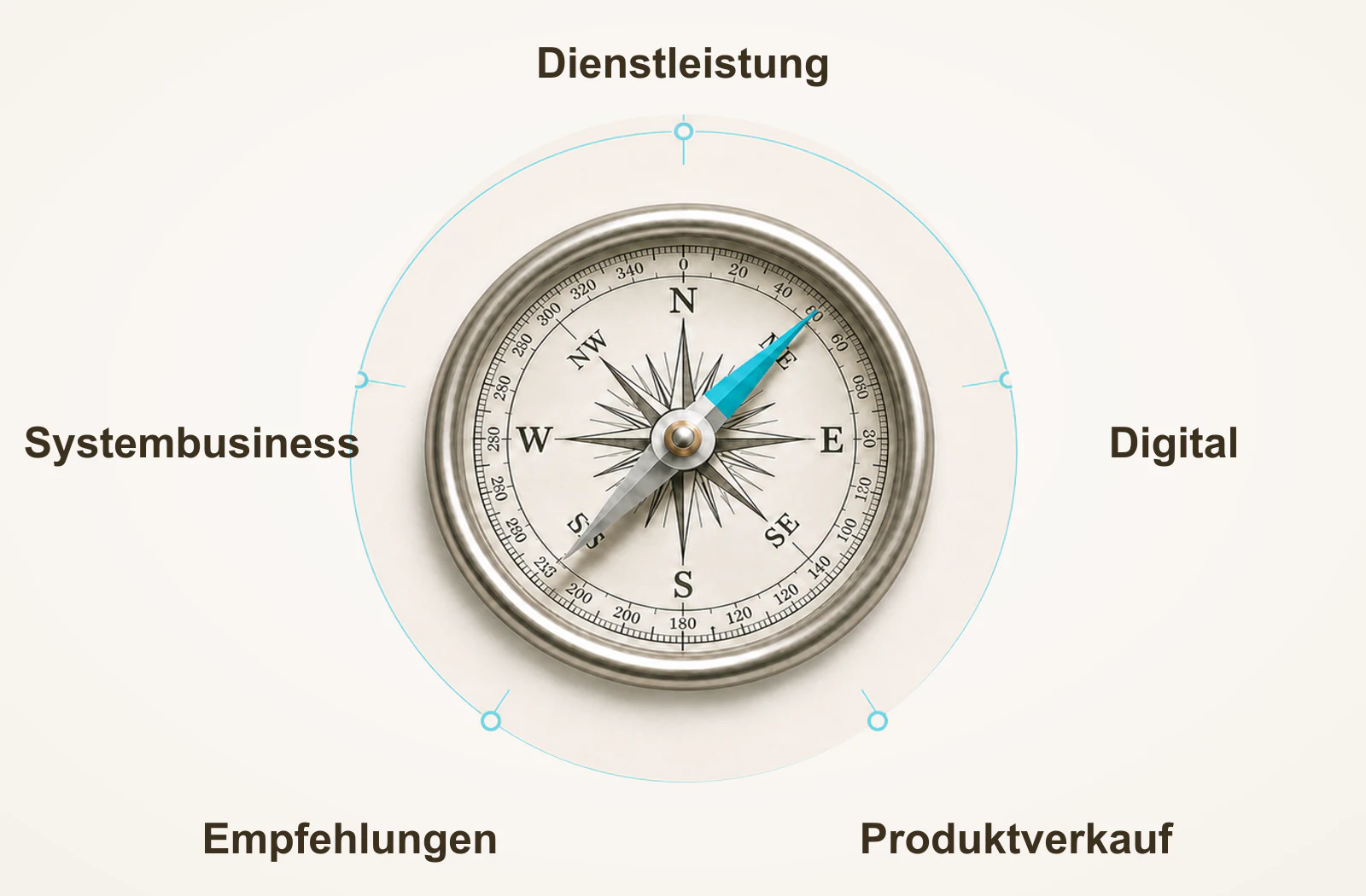 Business-Kompass mit den fünf Business-Typen